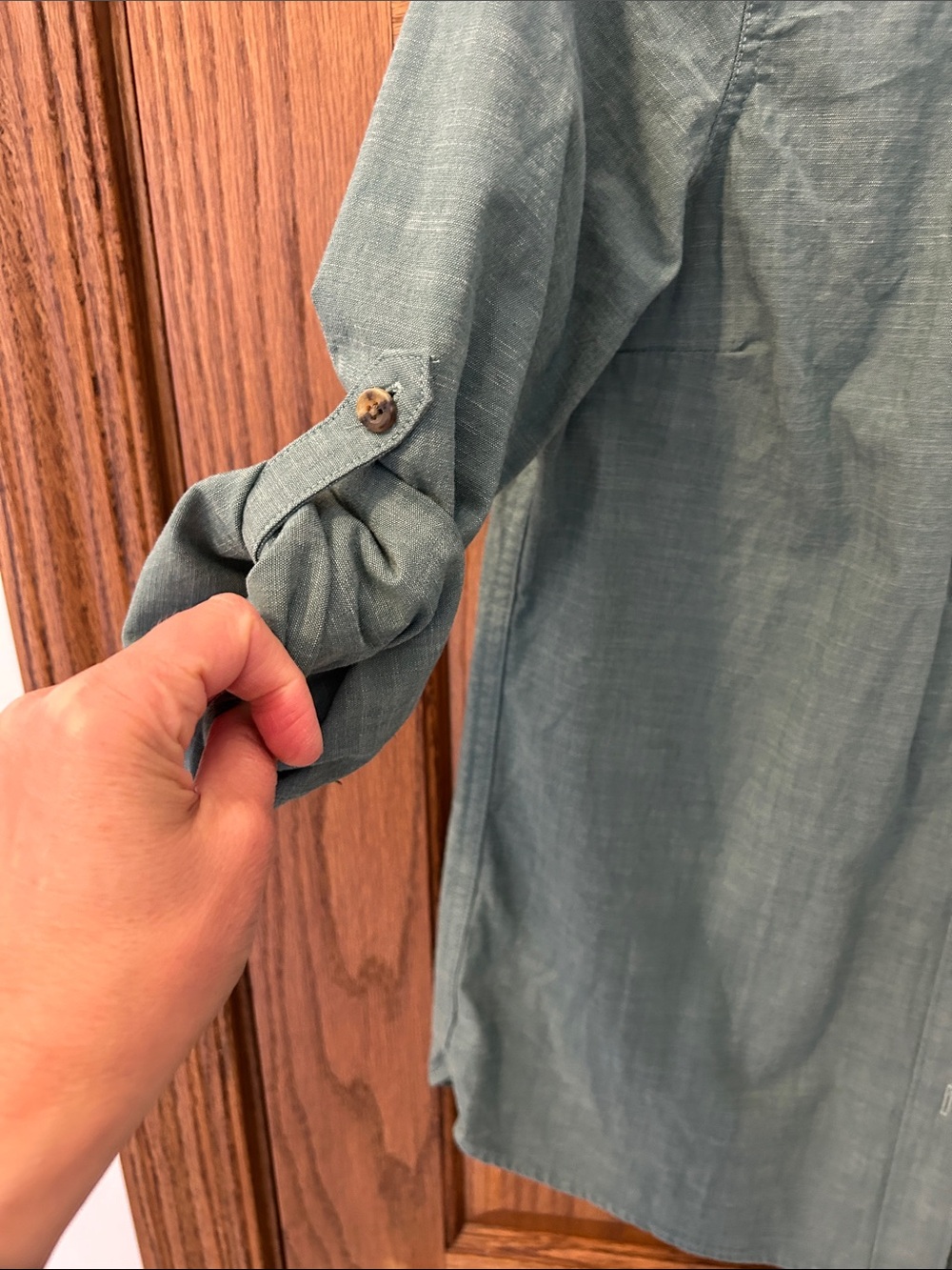 L.L. Bean Men's Teal Long-Sleeve Button-Down Shirt image 4